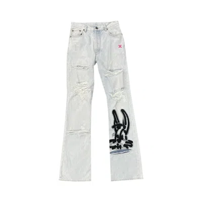 Pre-owned Off-white Bleached Destroyed Jeans 'white' | Men's Size 31
