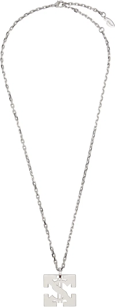 Off-white Bling Dollar Chain Necklace In Silver