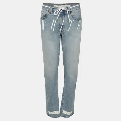 Pre-owned Off-white Blue Bleach Nikel Denim Jeans Xl