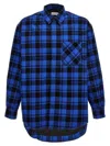 Off-white Oversized Check Pattern Paint Detail Overshirt In Blue