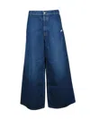 Off-white Blue Cotton Script Wide Jeans In Blue