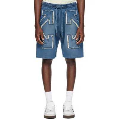 Off-white Blue Distressed Arrow Skate Sweat Shorts