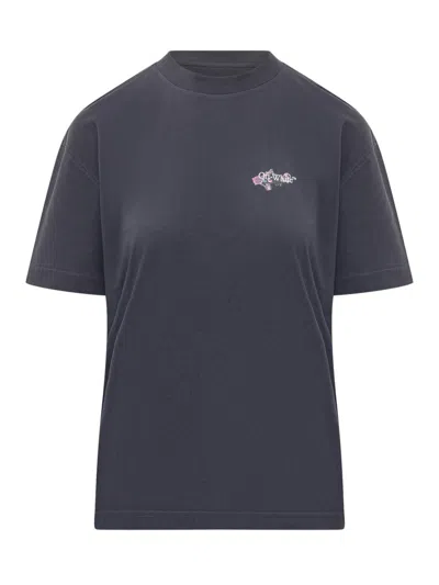 Off-white Driped Watercol Arrow Reg Cotton T-shirt In Gray