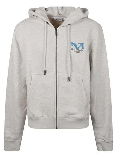 Off-white Blue Half Arrow Full-zip Cotton Sweatshirt In Gray