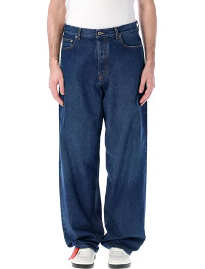 Off-white Blue Mid Rise Loose Jeans In White