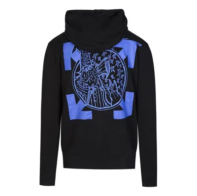 Off-white Blue Pattern Hooded Jacket Black