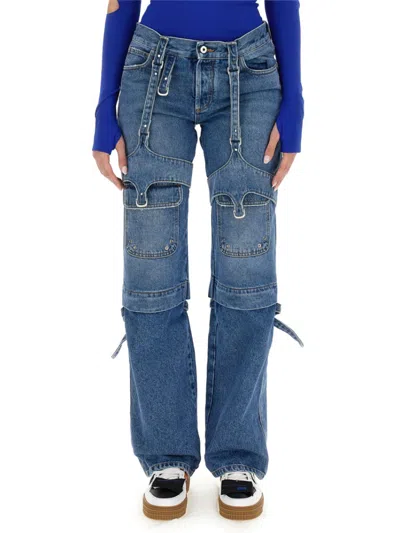 Off-white Blue Regular Mid Rise Jeans