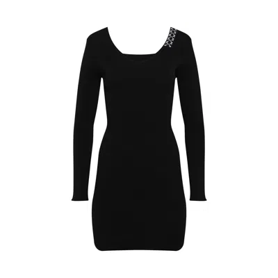 Off-white Bold Long Sleeve Dress In Black