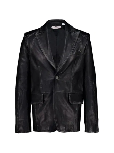 Off-white Bookish Buffalo-leather Jacket In Black