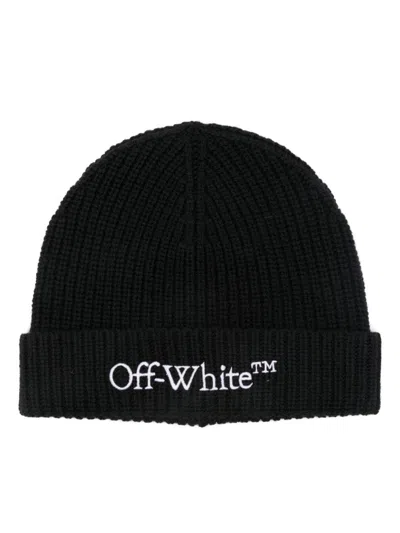 Off-white Bookish Classic Knit Beanie In Black