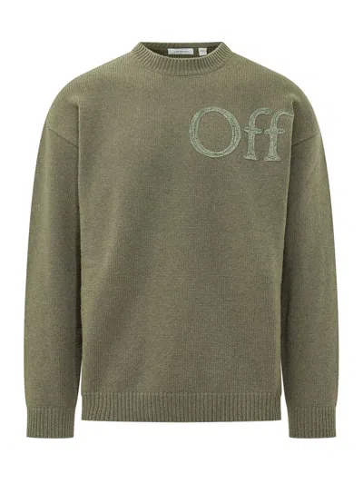 Off-white Bookish Crewneck Sweater In Green