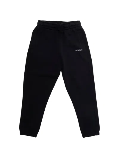 Off-white Kids' Bookish Diagonal Track Pants In Black