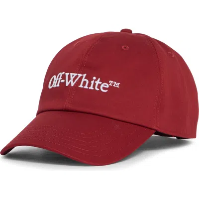 Off-white Bookish Embroidered Curved Brim Baseball Cap In Red
