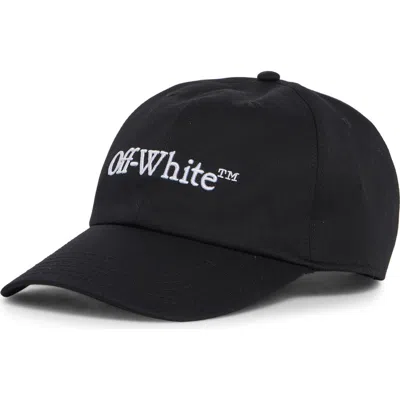 Off-white Bookish Embroidered Curved Brim Baseball Cap In Black