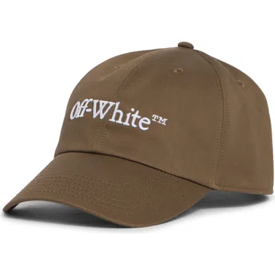 Off-white Bookish Embroidered Curved Brim Baseball Cap In Brown