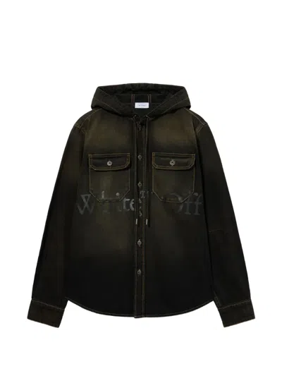 Off-white Bookish Hooded Denim Jacket In Black