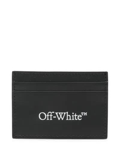 Off-white Bookish Logo-print Leather Cardholder In Black