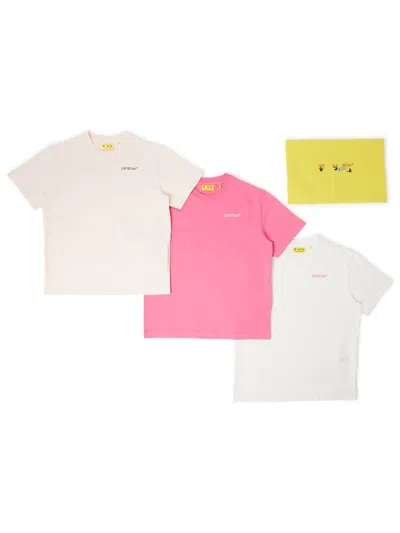 Off-white Bookish Mini 3-pack Graphic Tee In Multi