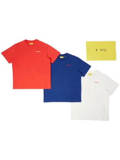 Off-white Bookish Mini 3-pack Short Sleeve Tee For Kids In Multi
