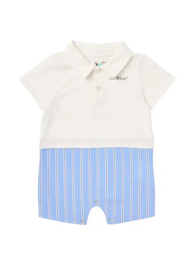 Off-white Babies' Bookish Mix Striped Romper In White