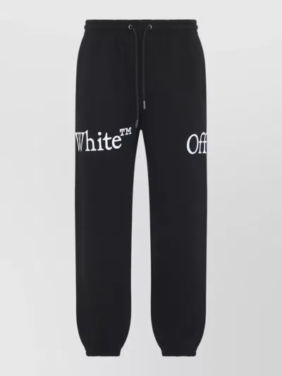 Off-white Bookish Scarf Cuffed Cotton Sweatpants In Black
