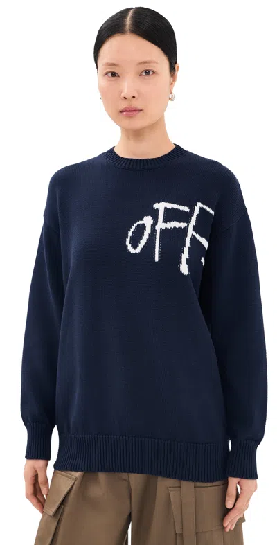 Off-white Bookish Shared Crew Neck Sweater Night Sky In Blue