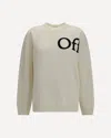 Off-white Bookish Shared Knit Crew Pullover Ivory Black In White