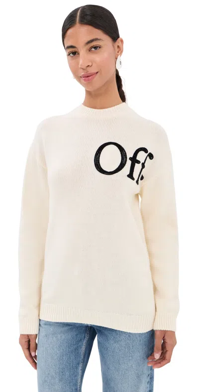 Off-white Bookish Shared Knit Crew Pullover Ivory Black In White