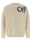 Off-white Ribbed Collar And Cuffs Knit Sweater In White