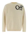Off-white Ribbed Collar And Cuffs Knit Sweater In Neutral