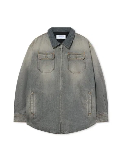 Off-white Bookish Workwear Denim Overshirt In Gray