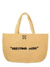 Off-white Jitney Beach Bag Rectangular Woven Handles In Yellow