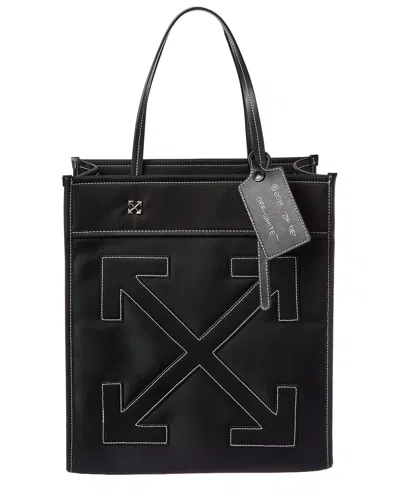 Off-white ™ Boxy Large Leather-trim Tote In Black