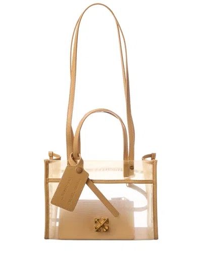 Off-white ™ Boxy Small Mesh & Leather Tote In Brown
