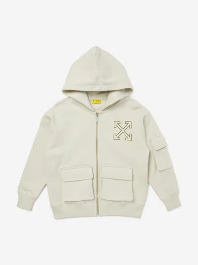 Off-white Kids'  Boys Arrow Cargo Zip Up Top In Neutral