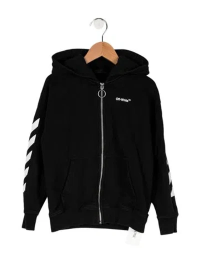 Pre-owned Off-white Kids' Boys' Arrows Zip Up Hooded Sweatshirt In Black