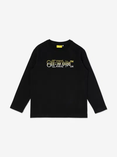 Off-white Babies'  Boys Big Bookish Long Sleeve T-shirt In Black