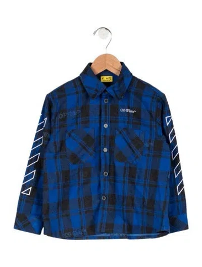 Pre-owned Off-white Babies' Boys Diagonal Flannel In Blue