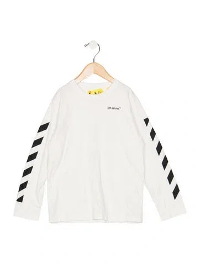 Pre-owned Off-white Kids' Boys Diagonal Long Sleeve T Shirt In White