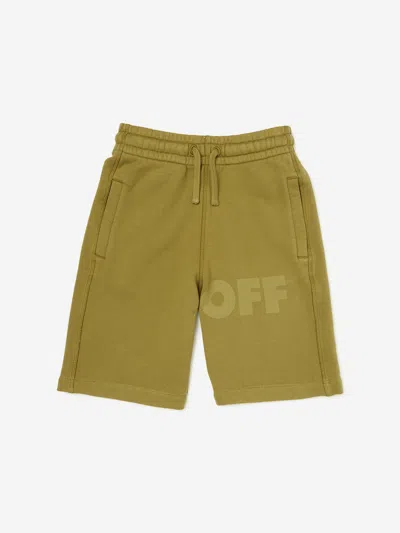 Off-white Kids'  Boys Garment Dyed Sweatshorts In Green