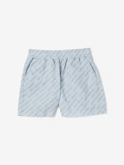 Off-white Kids'  Boys Logo Aop Shorts In Blue