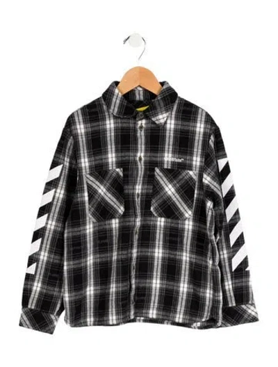Pre-owned Off-white Kids' Boys' Plaid Flannel Shirt In Black