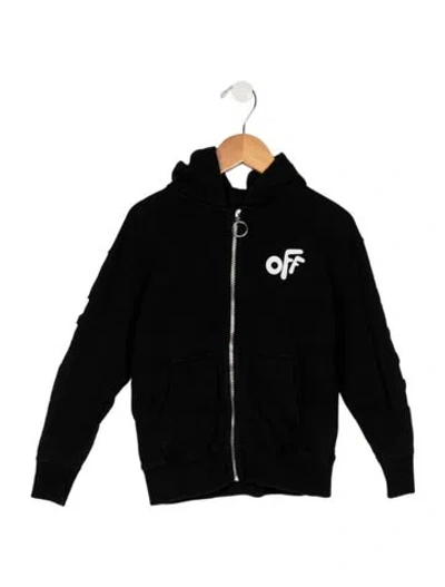 Pre-owned Off-white Kids' Boys' Rounded Diagonals Hoodie In Black