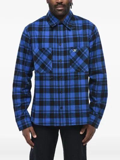 Off-white Brick Arrow Checked Shirt In Blue