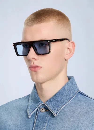 Off-white Bridgeport Blue Lens Sunglasses In White