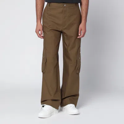 Off-white Brown Cargo Trousers With Logo