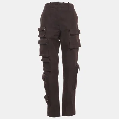Pre-owned Off-white Brown Gabardine Multi-pocket Cargo Pants M