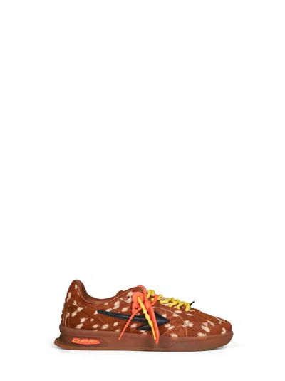 Off-white Brown Printed Calf Hair End Of Play Sneakers In Multi