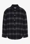 Off-white Brushed Wool Flannel Check Jacket In Black