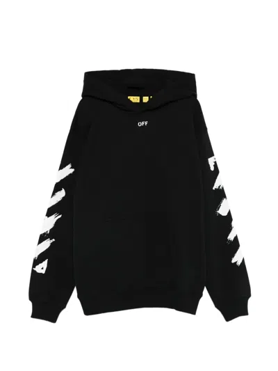 Off-white Kids' Printed Hoodie In Black